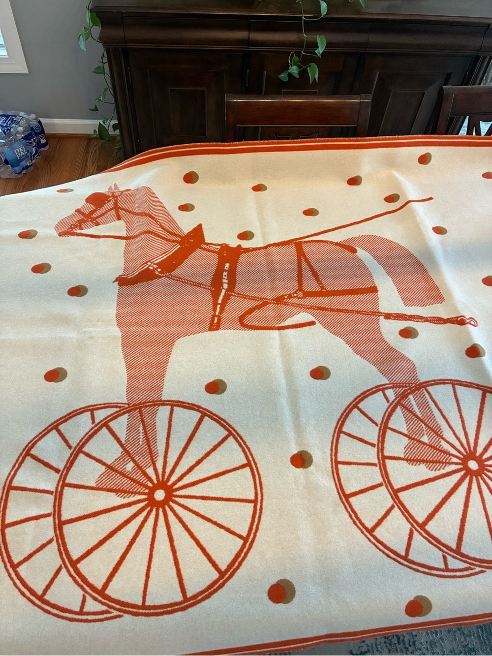 Hermes Cheval Cabriolet Merino Cashmere Throw Blanket AUTHENTIC